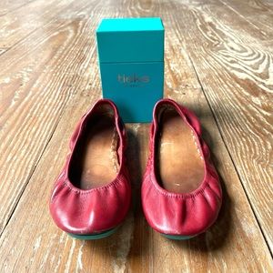 Tieks size 9 cardinal red leather ballet flats